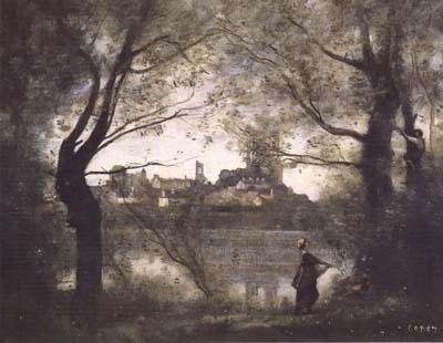 Jean Baptiste Camille  Corot Mantes (mk11) Sweden oil painting art